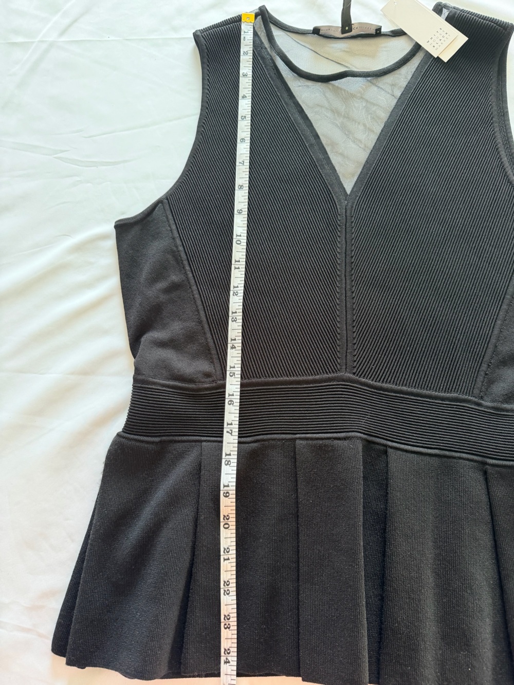 NEW White House Black Market Black Sleeveless Peplum Top with sheer bodice- - Picture 11 of 14